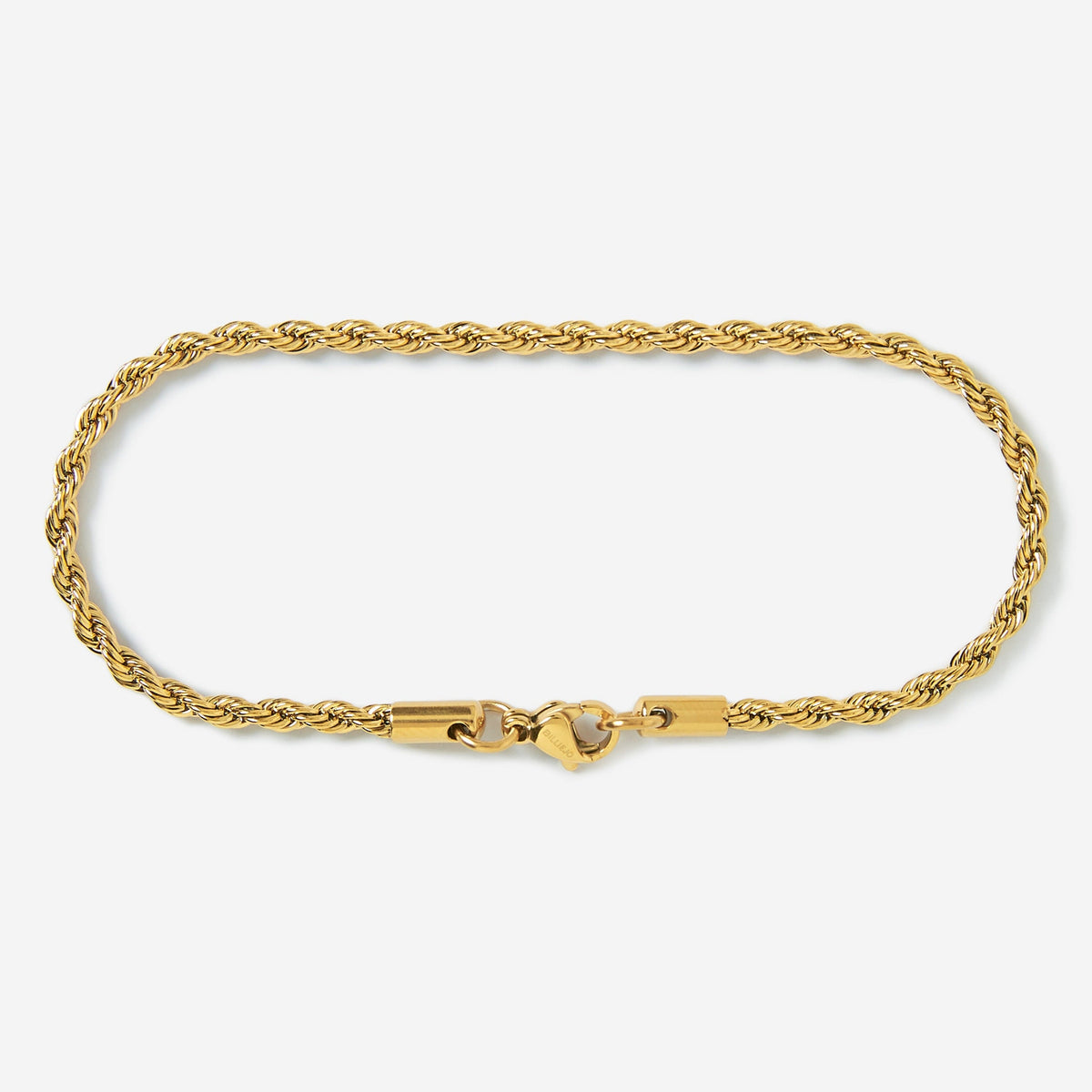 A stainless steel men's rope chain bracelet from Australian jewellery brand Billie Jo, featuring a twisted link design in a gold finish.