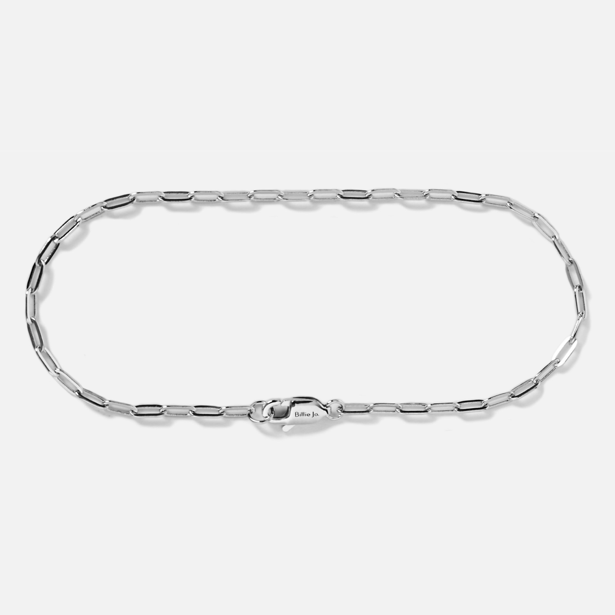 A sterling silver Slim Link Bracelet from Australian men's jewellery brand Billie Jo, laid flat on a white background to showcase its modern design.