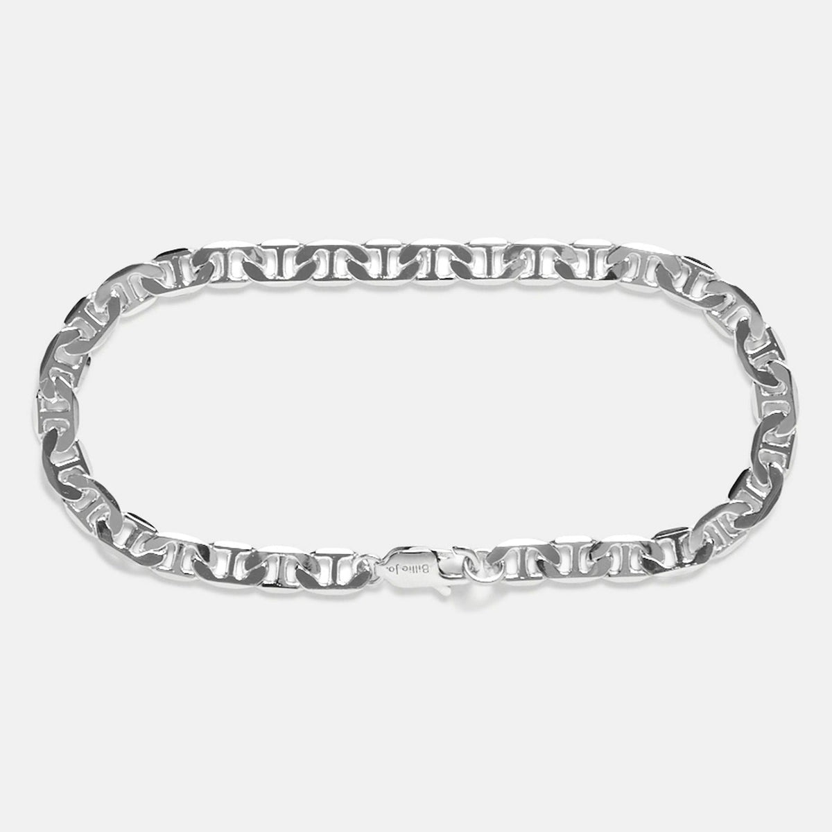 A sterling silver Mariner Bracelet for men from Australian jewellery brand Billie Jo, shown on a white background. The classic, modern design features interlocking links.