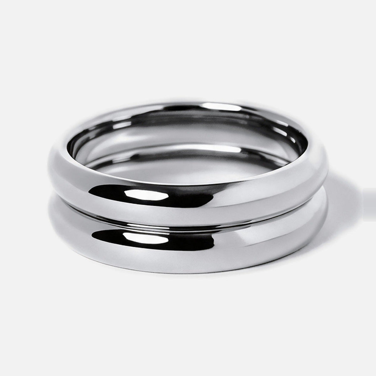 Men's Stacker Rings in 316L stainless steel, silver finish, pair stacked