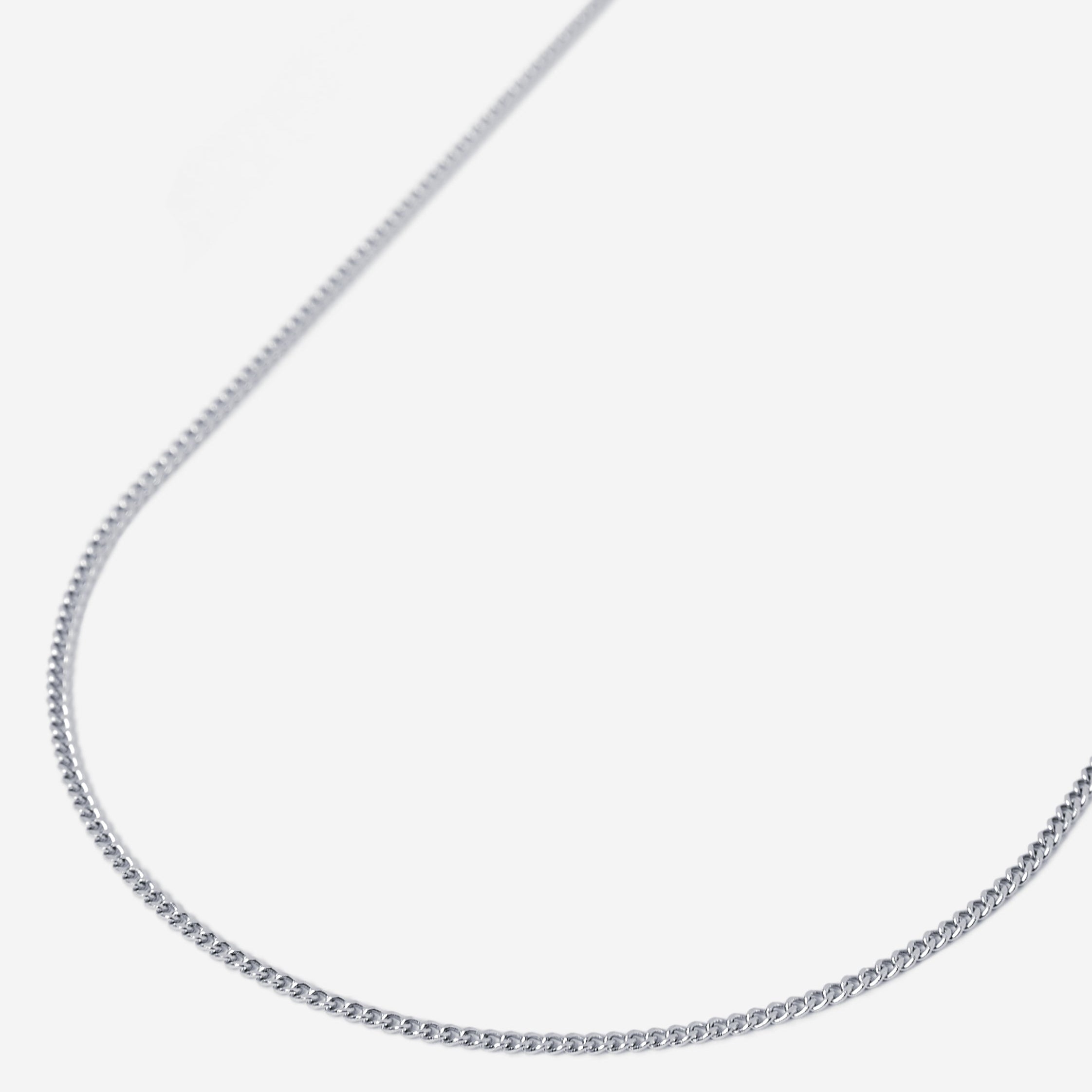 A silver stainless steel men's slim curb chain necklace from Australian jewellery brand Billie Jo, the perfect waterproof and sweat proof everyday bracelet and an ideal gift for men who love low maintenance jewellery