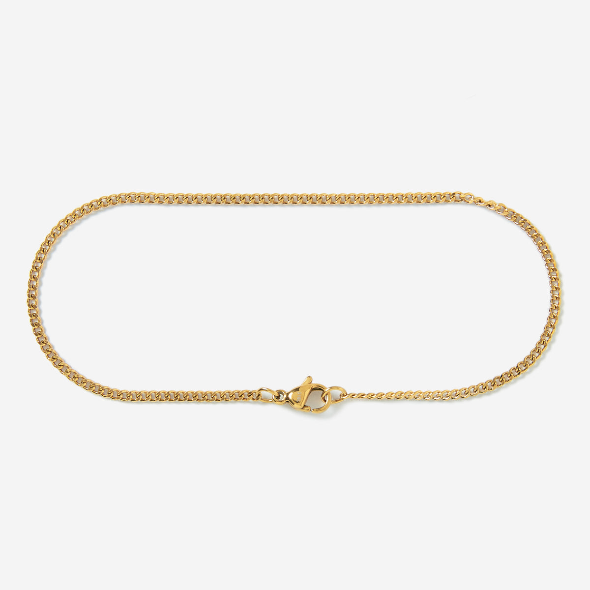 A gold stainless steel men's slim curb chain bracelet from Australian jewellery brand Billie Jo, the perfect waterproof and sweat proof everyday bracelet and an ideal gift for men who love low maintenance jewellery
