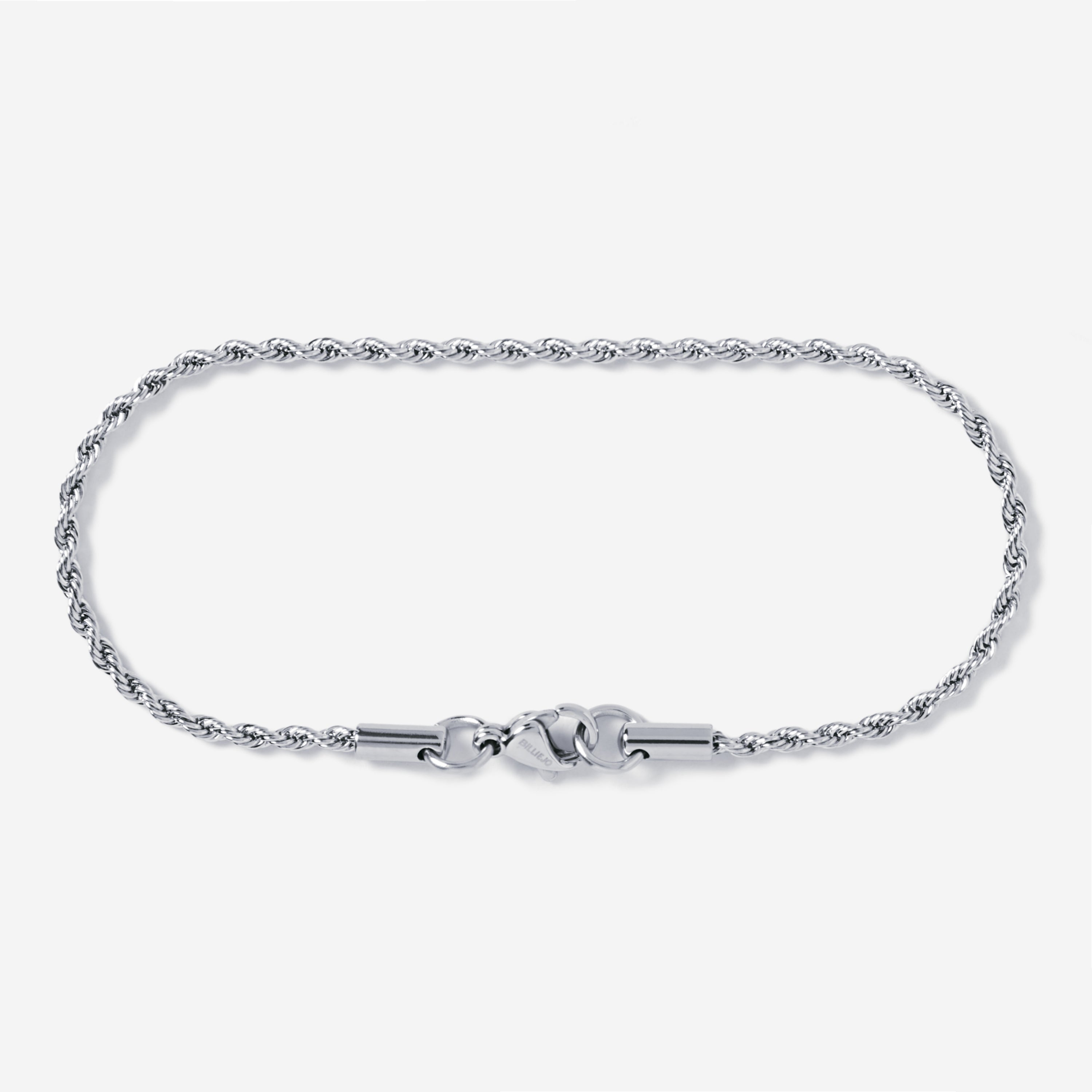 A stainless steel men's rope chain necklace from Australian jewellery brand Billie Jo, featuring a twisted link design in a silver tone finish.