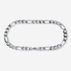 A stainless steel men's figaro chain necklace from Australian jewellery brand Billie Jo, featuring a thick bold alternating link design in a polished silver tone finish, perfect for everyday wear.