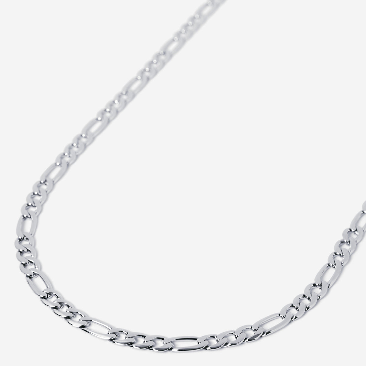 A waterproof silver stainless steel men's figaro chain necklace from Australian jewellery brand Billie Jo, featuring a thick bold alternating link design built to resist tarnish and everyday wear.