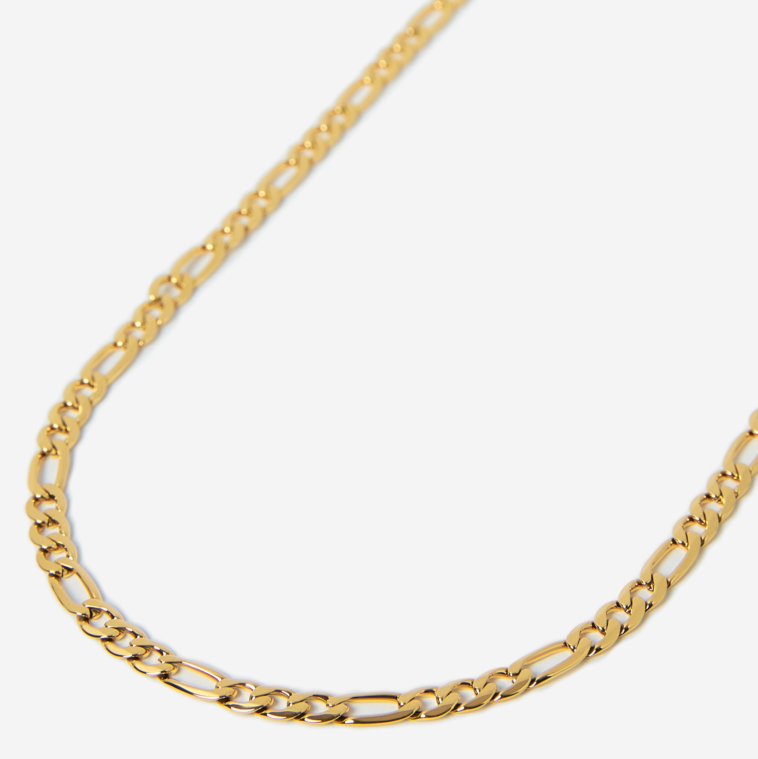 A waterproof gold stainless steel men's figaro chain necklace from Australian jewellery brand Billie Jo, featuring a thick bold alternating link design built to resist tarnish and everyday wear.