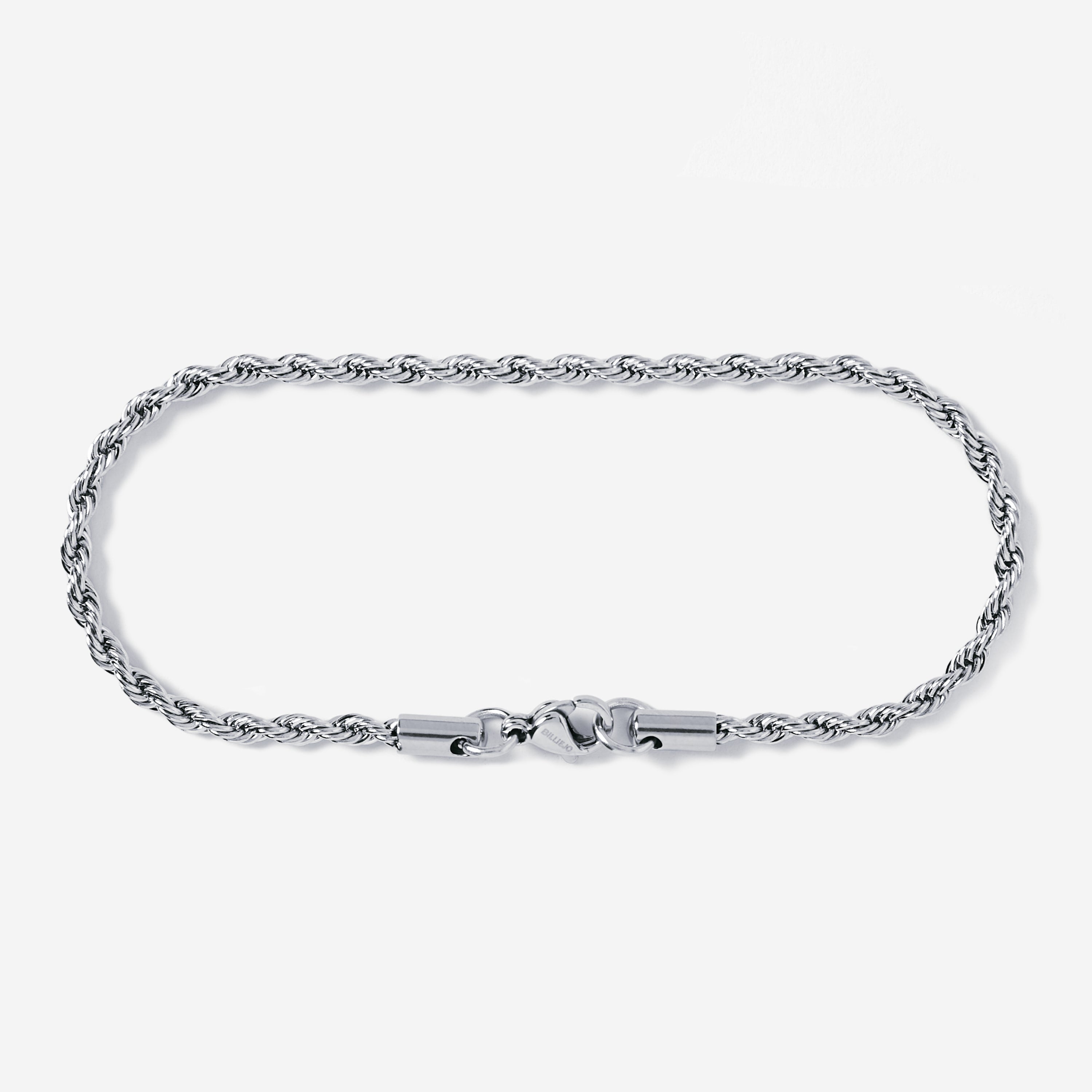 A stainless steel men's rope chain bracelet from Australian jewellery brand Billie Jo, featuring a twisted link design in a silver finish.
