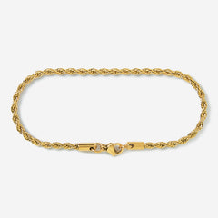 A stainless steel men's rope chain bracelet from Australian jewellery brand Billie Jo, featuring a twisted link design in a gold finish.