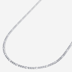 A waterproof silver stainless steel men's figaro chain necklace from Australian jewellery brand Billie Jo, featuring a thick bold alternating link design built to resist tarnish and everyday wear.