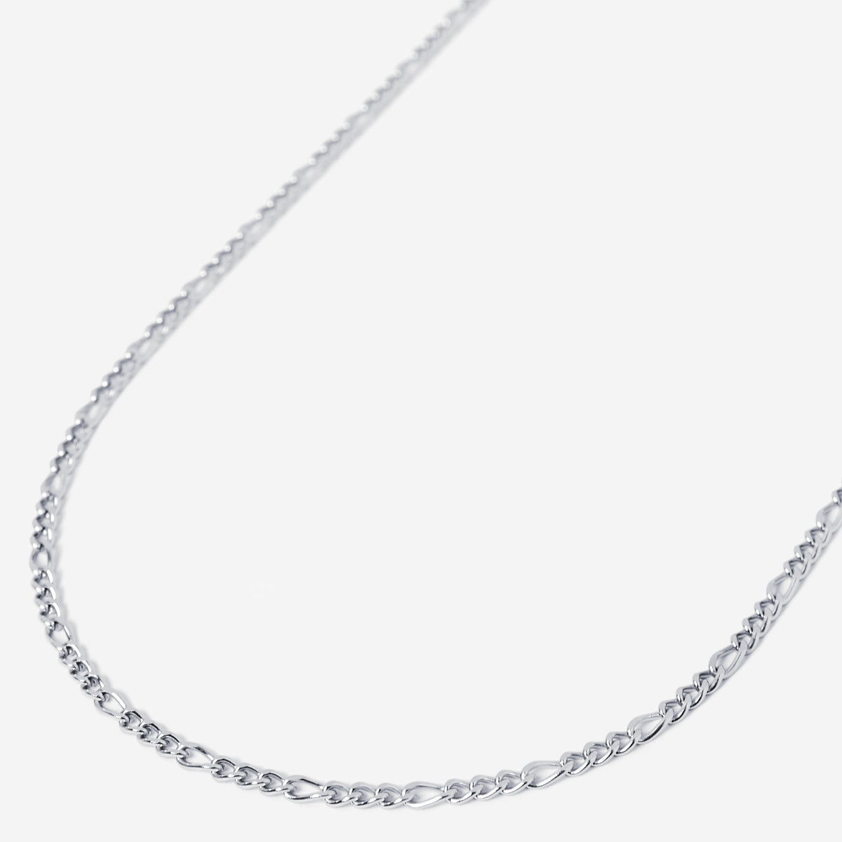 A waterproof silver stainless steel men's figaro chain necklace from Australian jewellery brand Billie Jo, featuring a thick bold alternating link design built to resist tarnish and everyday wear.