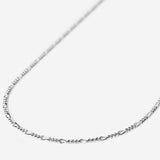 A sterling silver Slim Figaro Necklace from Australian men's jewellery brand Billie Jo, showcasing its classic, delicate figaro chain design on a clean white background.