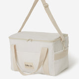 The Billie Jo Cooler Bag in a clean white canvas finish. A practical and stylish choice with a zip-top, dual handles, and a detachable shoulder strap.