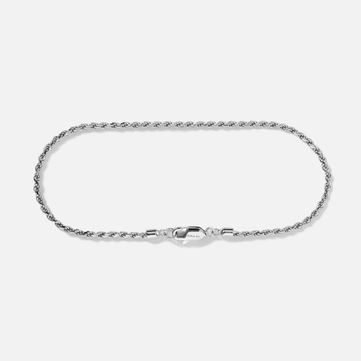 Billie Jo's Slim Rope Bracelet in 925 sterling silver, a minimalist men's jewellery piece with a twisted rope design and secure clasp, on a white background.