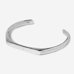 The Billie Jo Echo Cuff in 925 sterling silver, featuring a modern, minimalist design with a flat, textured top bar and a smooth, polished band. A timeless piece of Australian men's jewellery.