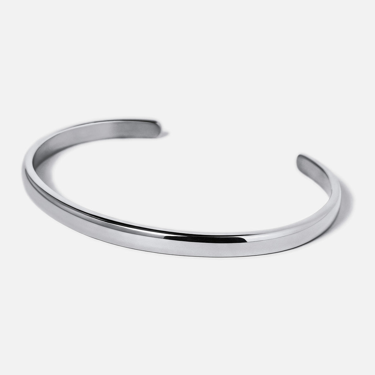 Men's Drifter Cuff in 316L stainless steel, silver finish, open cuff on a white background