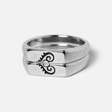 Billie Jo's sterling silver Connection Stackers rings for men, featuring a unique engraved design. Modern Australian men's jewellery.