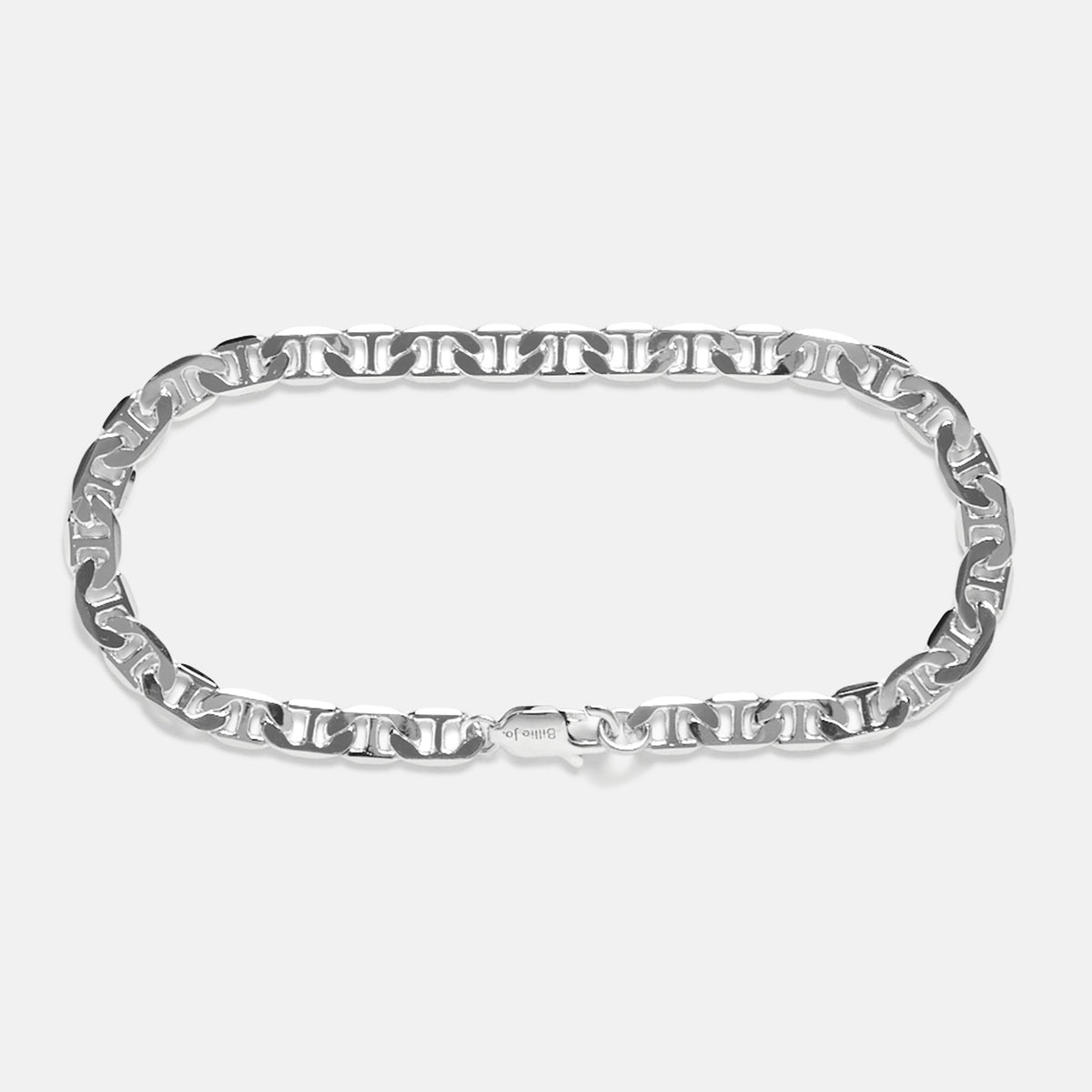 A sterling silver Mariner Bracelet for men from Australian jewellery brand Billie Jo, shown on a white background. The classic, modern design features interlocking links.