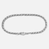 A classic men's rope bracelet from Australian jewellery brand Billie Jo, crafted from 925 sterling silver with a secure lobster clasp, shown on a white background.