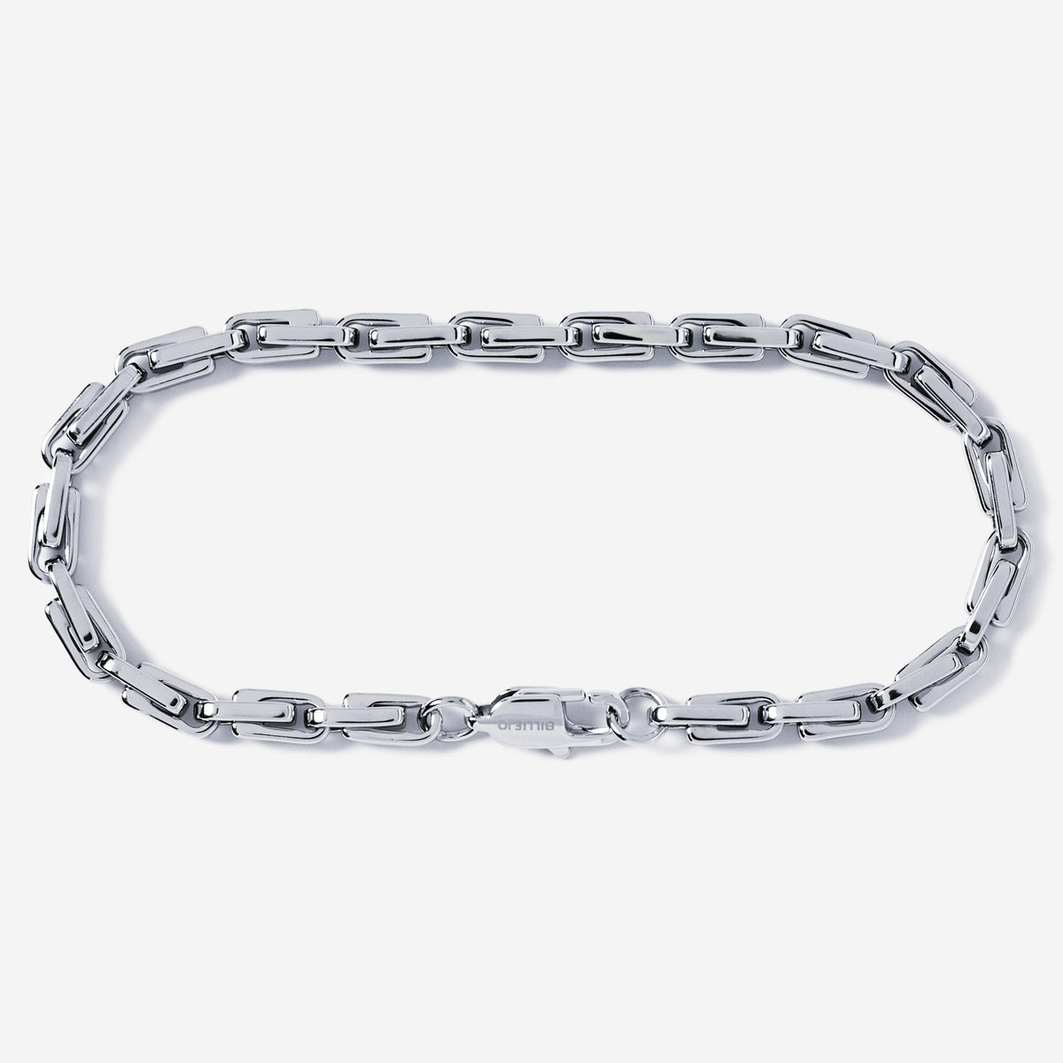 Silver chain bracelet on a white background