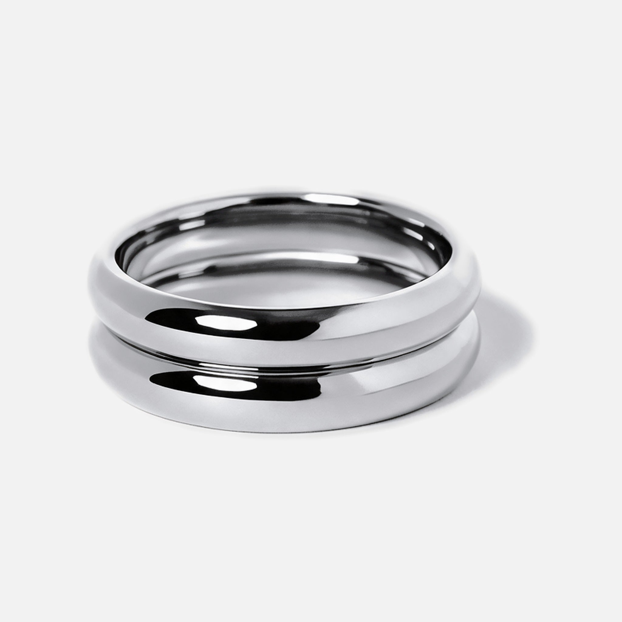 Men's Stacker Rings in 316L stainless steel, silver finish, pair stacked