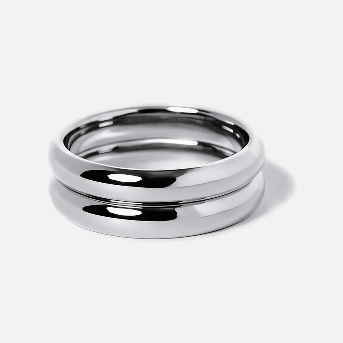 Men's Stacker Rings in 316L stainless steel, silver finish, pair stacked