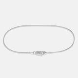 Billie Jo's classic sterling silver snake chain bracelet for men. This clean product shot showcases the fluid, minimalist design and branded clasp.
