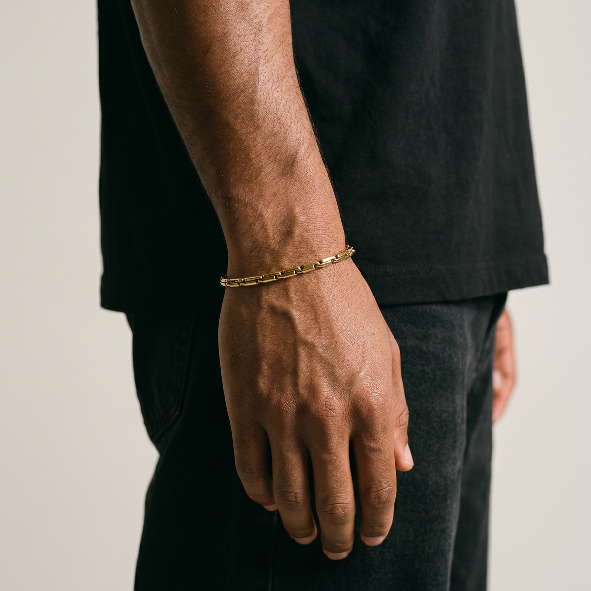 A stainless steel men's gold chain bracelet from Australian jewellery brand Billie Jo, featuring a waterproof and sweat proof design perfect for everyday wear and gifting.