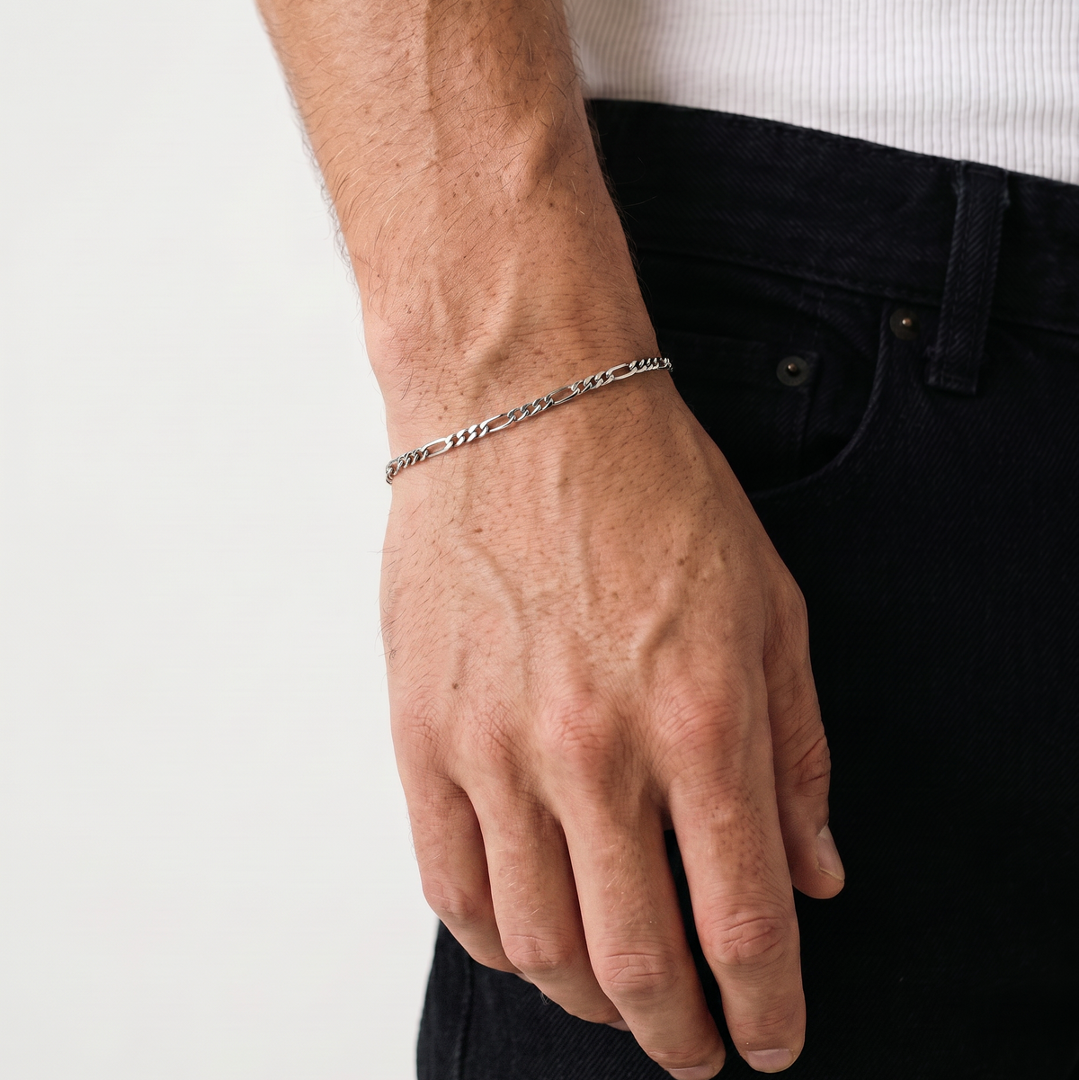 SLIM SILVER FIGARO BRACELET | STAINLESS STEEL 316L | BILLIE JO